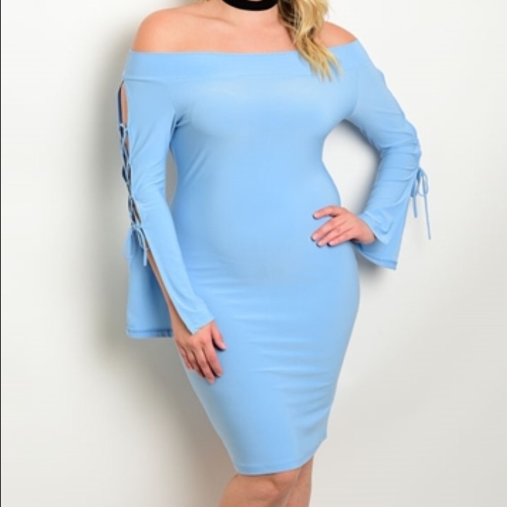 COPY - 🆕 BABY BLUE OFF SHOULDER PLUS SIZE DRESS